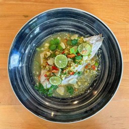 ปลากะะพงนึ่งมะนาว (ครึ่งตัว)