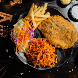 Dไก่กรอบ+ซอสหมู/กระเพรา