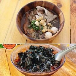 ชุดชามไม้ตบด้วยเฉาก๊วยเบาๆ