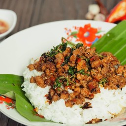 Rice Topped With Stir-Fried Pork And Basil