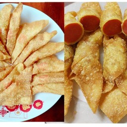 เกี๊ยวห่อปูอัด 6 ชิ้น + เกี๊ยวห่อไส้กรอกไก่ 6 ชิ้น