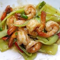 ข้าวราดผัดพริกหยวกกุ้ง