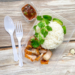 ข้าวหมูสามชั้นทอดกรอบ