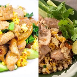 ผัดซีอิ๊วหมู+ข้าวผัดหมู