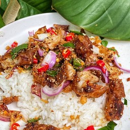 ข้าวหมูทอดแซ่บ รสแซ่บ  ตรงปก
