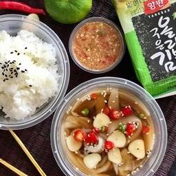 ชุดหมึกดอง 50 กรัม x ข้าวญี่ปุ่น x สาหร่ายเกาหลี x น้ำจิ้มซีฟู้ด