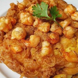 ไข่เจียวกุ้งสับ กับข้าว