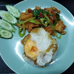 ข้าวราดกระเพราไก่กรอบ