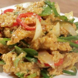 ข้าว+หมูนุ่มผัดผงกะหรี่