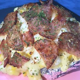 มันอบชีสใส่เบคอน&ข้าวโพดหวาน