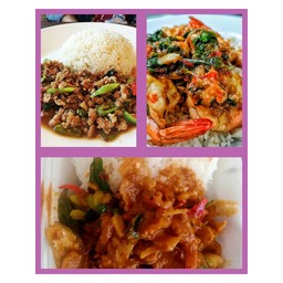 กระเพราหมู+ผัดกระเพรากุ้ง+ผัดเผ็ดหมูป่า