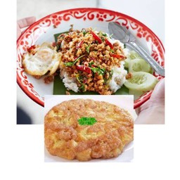 กระเพราหมูสับ+ไข่เจียว