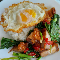 ข้าวคะน้าหมูกรอบ