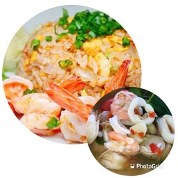 ชุดข้าวผัดกุ้ง + ต้มยำทะเลน้ำใส (โป๊ะแตก)