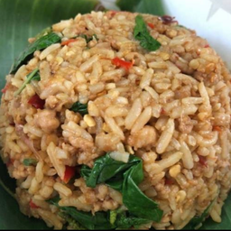 ข้าวคลุกกะเพราเป็ดย่าง