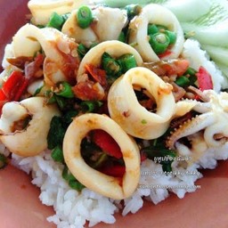 ข้าวผัดกระเพราปลาหมึก