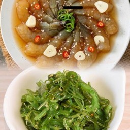 กุ้งดองน้ำปลา ไซส์ L+ยำสาหร่าย