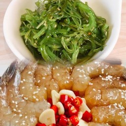 กุ้งดองซีอิ้ว ไซส์ L+ยำสาหร่าย