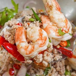 ยำวุ้นเส้นหมูสับ+กุ้ง