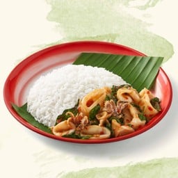 ข้าวกะเพราปลาหมึก