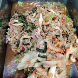 ผัดกระเพราะเจ + ข้าว
