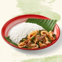 ข้าวกะเพราปลาหมึก