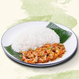 ข้าวกุ้งคั่วพริกเกลือ