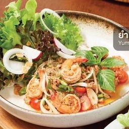 ยำเส้นแก้วกุ้งย่าง