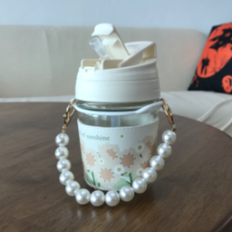 แก้วน้ำมีสายมุกสีขาว(ใหญ่)