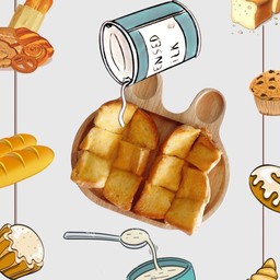 ขนมปังปิ้ง เนย+นม