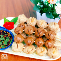 ลูกชิ้นเนื้อแท้ + ลูกชิ้นเอ็นไก่ - ปิ้งย่าง