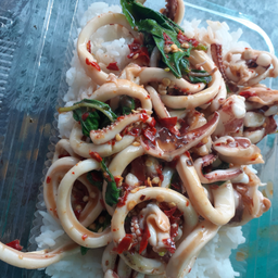 ผัดบุ้งปลาหมึก