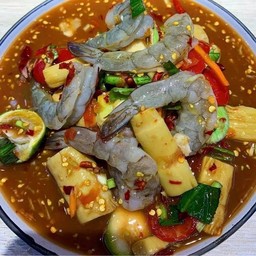 ตำหน่อไม้ กุ้งสด