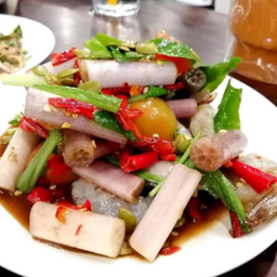 ยำไหลบัวกุ้งสดหอยแครง