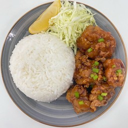 ข้าวไก่คาราเกะซอสกระเทียม