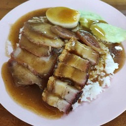 ข้าวหมูแดง+หมูกรอบ