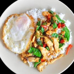 ข้าวสวยร้อนๆผัดกระเพราไก่