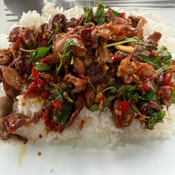 ข้าวกระเพราเครื่องในไก่
