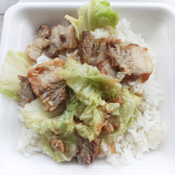 ผักกาดหมูสามชั้น  ราดข้าว