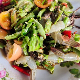 กุ้งสด ตำถั่วปลาร้า