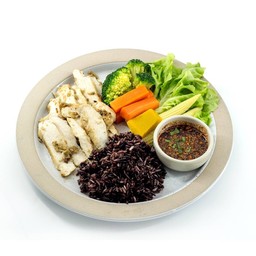 ไก่ย่างสมุนไพรน้ำจิ้มเเจ่ว(คลีน)