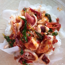 กระเพรารวมมิตร ราดข้าว