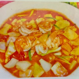 ผัดเปรี้ยวหวานกุ้ง