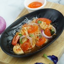 ยำหมูยอเส้นแก้วไข่แดงเค็ม