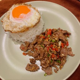 เนื้อคั่วพริดเกลือ+ไข่เป็ด