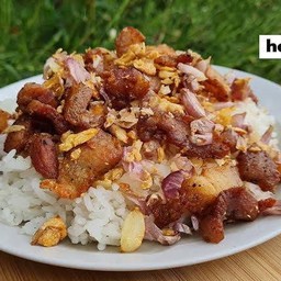 ข้าวหมูทอดกระเทียมพริกไทย