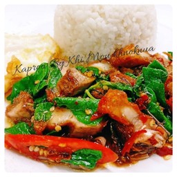 กะเพรา หมูกรอบ