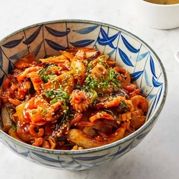 stir fried seafood kimchi rice