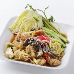 ตำปูปลาร้าใส่แคปหมู