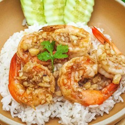 ข้าวกุ้งกระเทียมพริกไทย